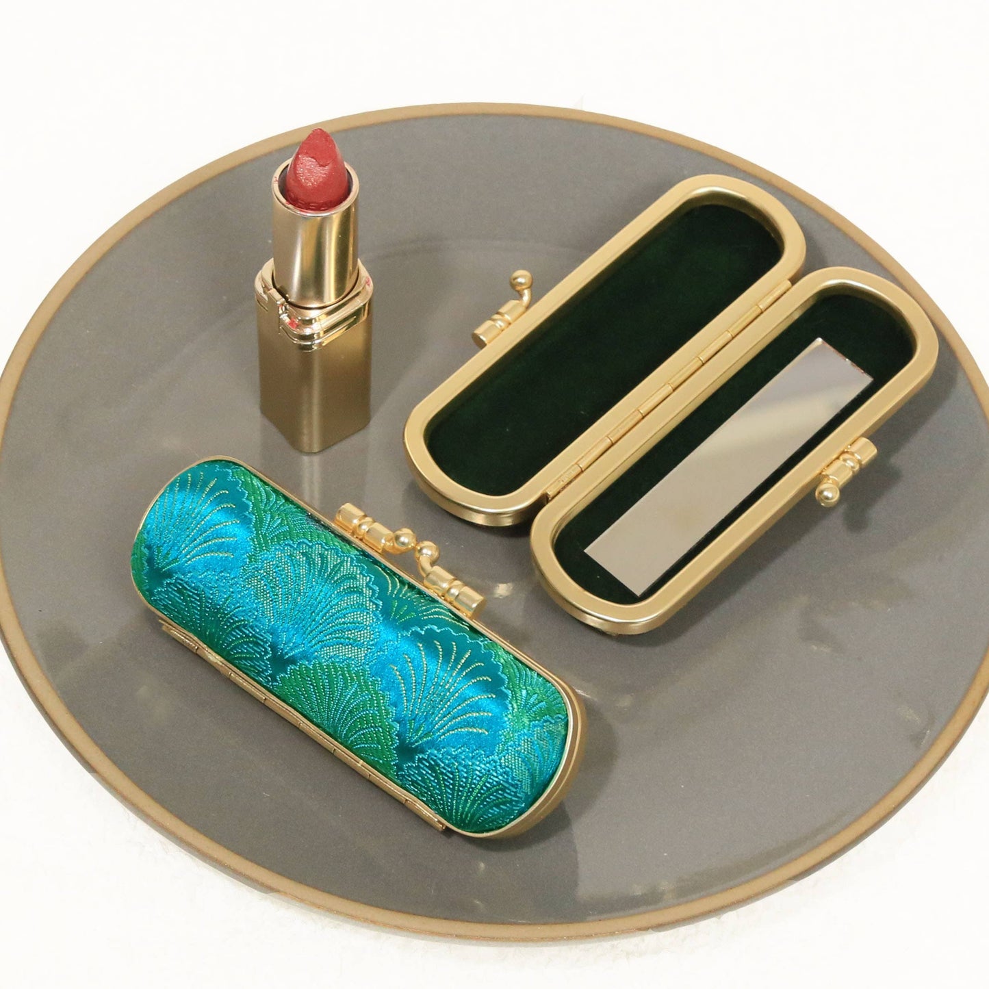 Seashell Pattern Lipstick Holder | Teal & Green