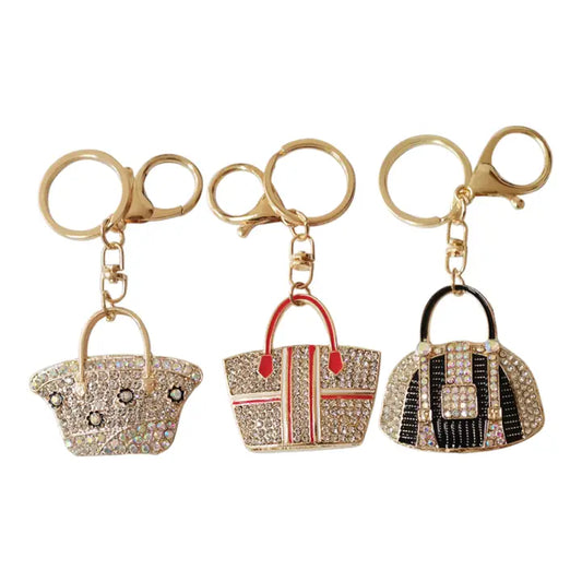 Rhinestone Trapeze Key Ring Bag Charm