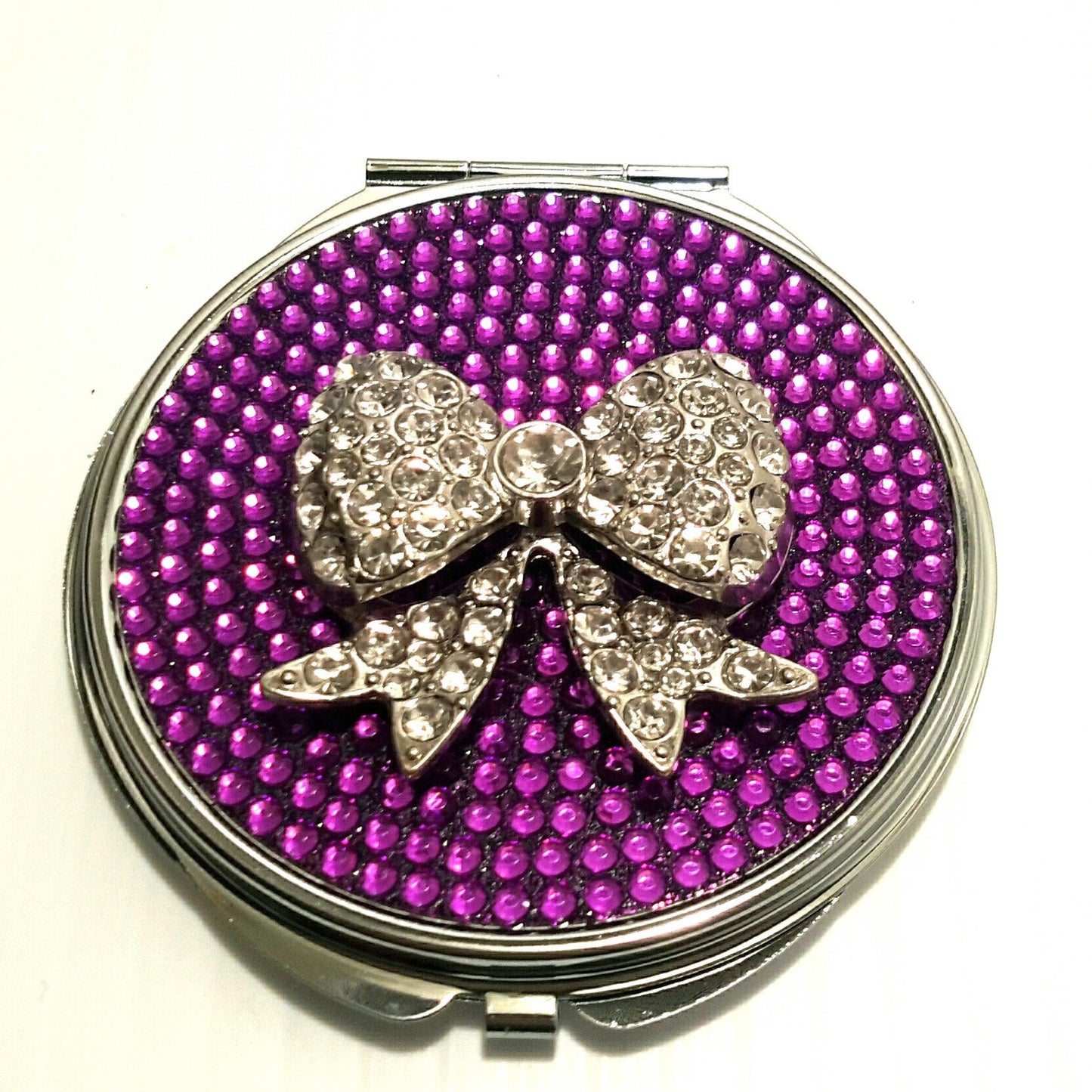 handmade compact makeup mirror | Rhinestone Bow