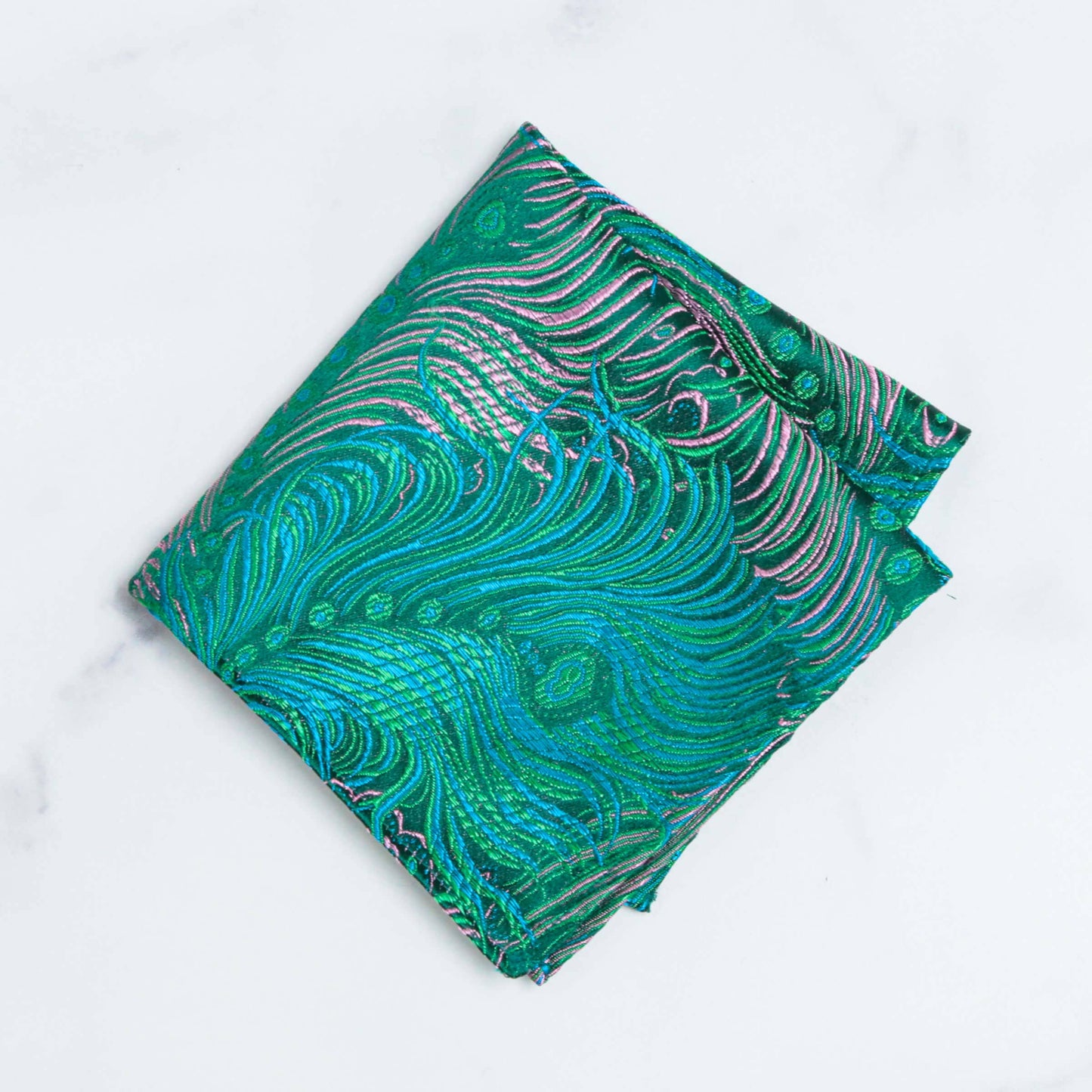 Brocade Pocket Square | Peacock Pattern