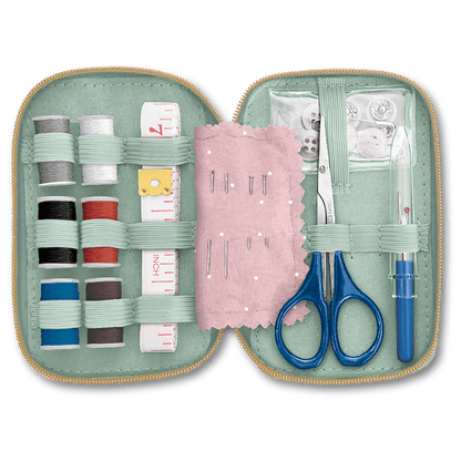 Compact Travel Sewing Kit | Mint Jacobean