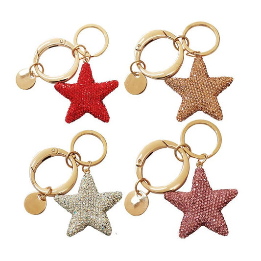 Rhinestone Star Key Ring Bag Charm