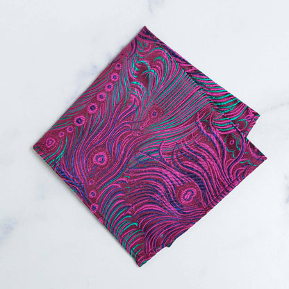 Brocade Pocket Square | Peacock Pattern