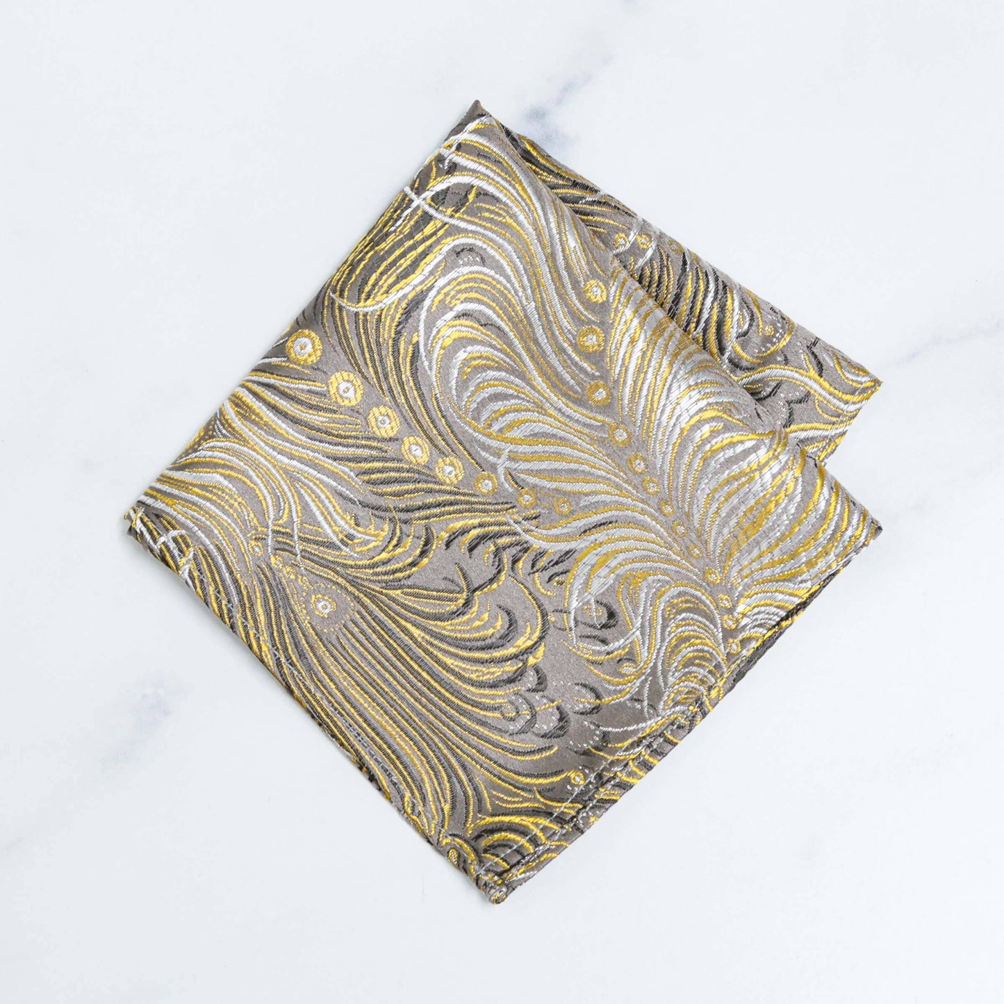 Brocade Pocket Square | Peacock Pattern
