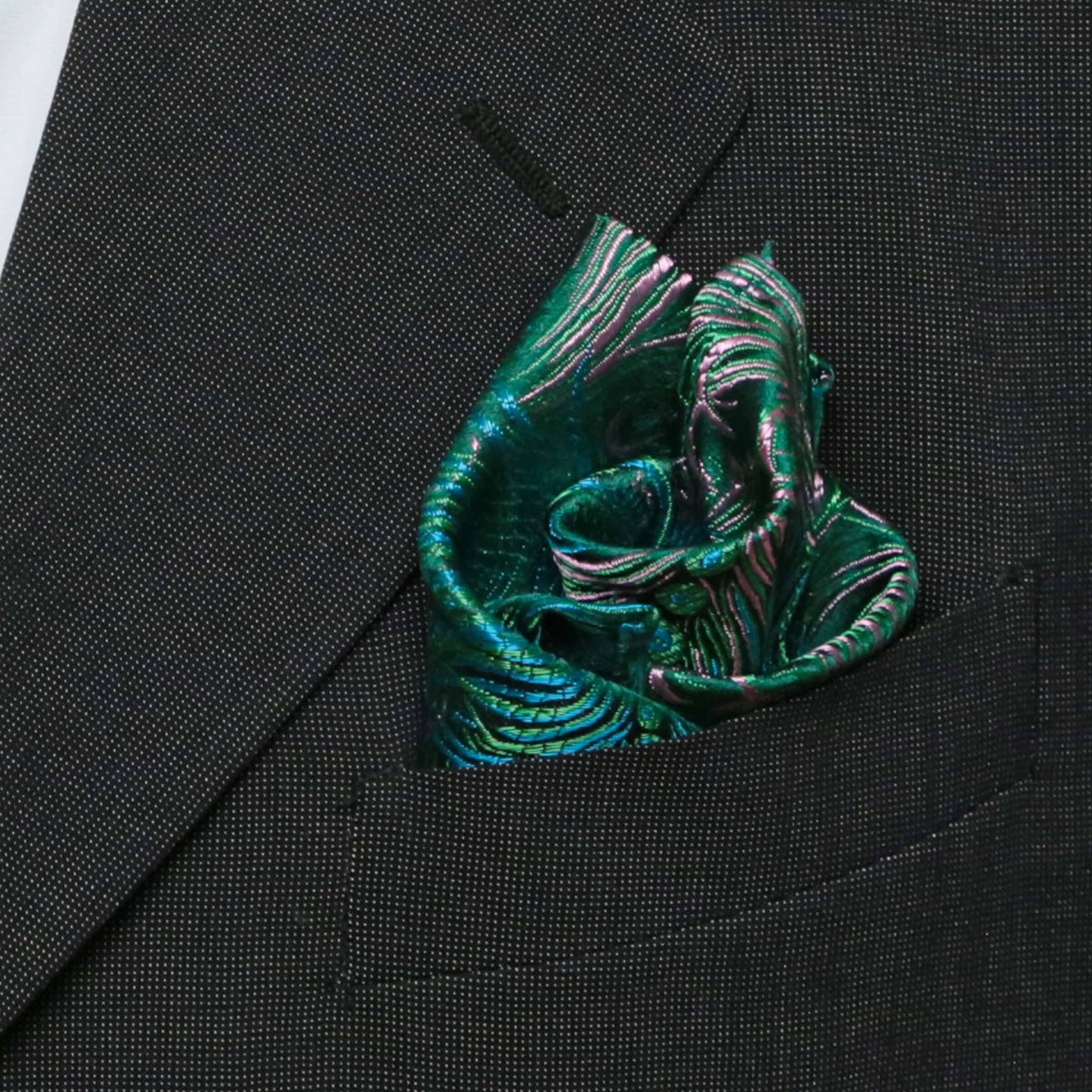 Brocade Pocket Square | Peacock Pattern