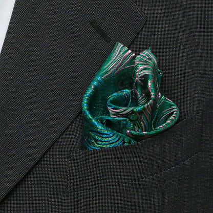 Brocade Pocket Square | Peacock Pattern
