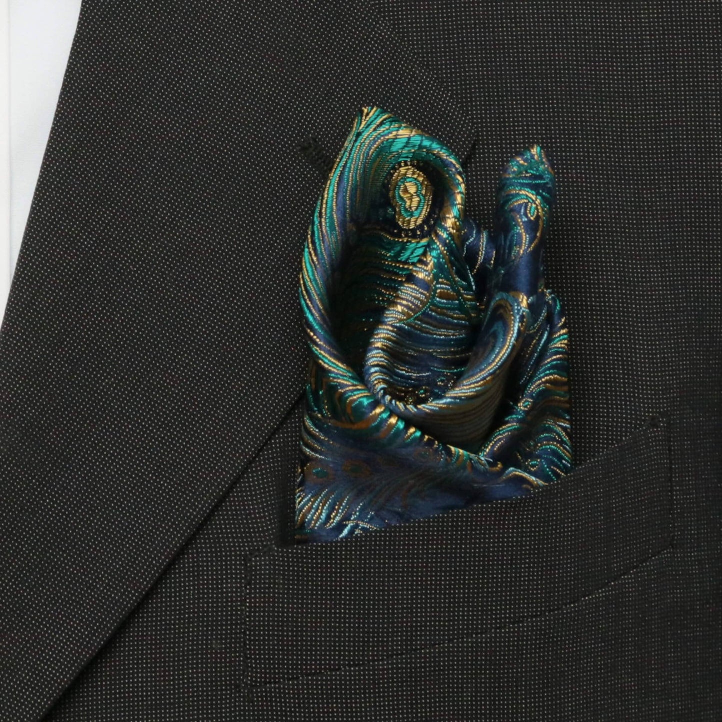 Brocade Pocket Square | Peacock Pattern