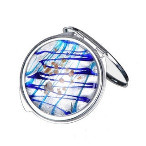 Glass Art Compact Mirror | Blue Drizzle
