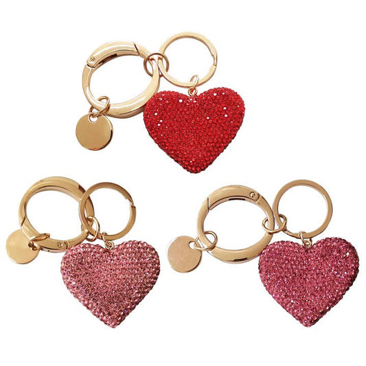 Rhinestone Heart Key Ring Bag Charm