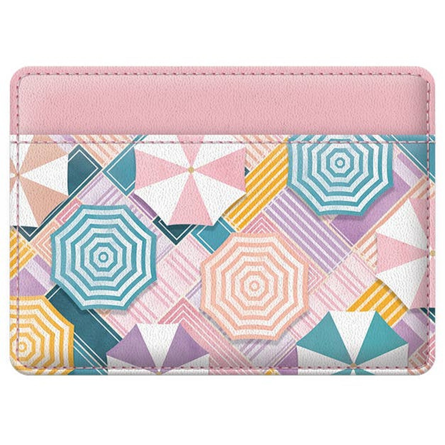 Vegan Leather Graphic Card Wallet | Lavender Multi | Umbrella Geo