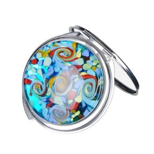 Glass Art Compact Mirror | Color Burst