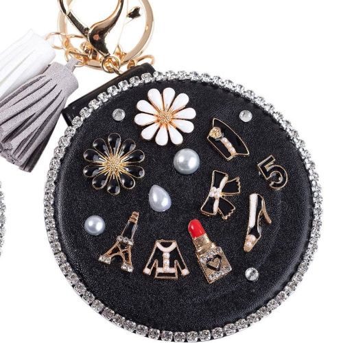 Fashion Compact Mirror Key Ring Bag Charm