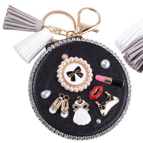 Glam Compact Mirror Key Ring Bag Charm