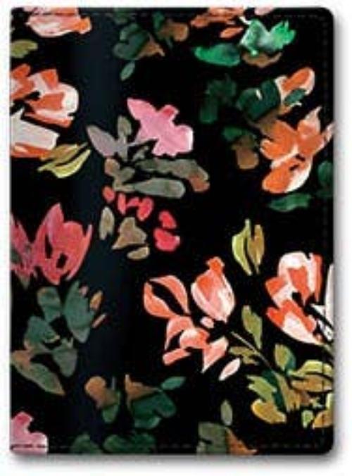Vegan Leather Passport Wallet | Black Floral