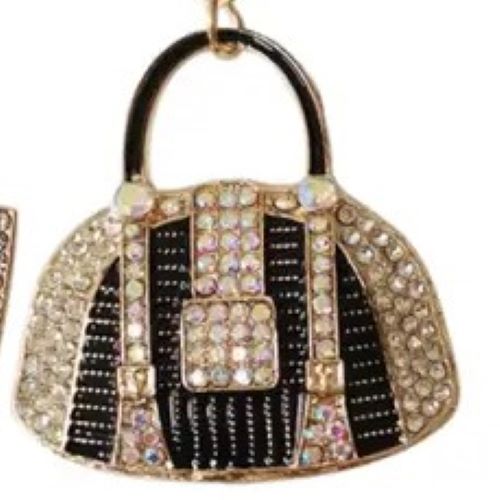 Rhinestone Satchel Key Ring Bag Charm