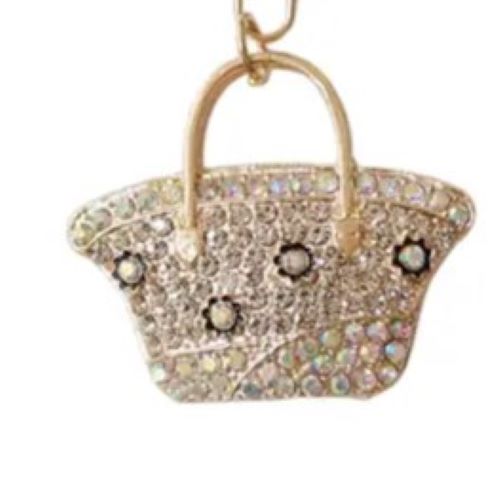 Rhinestone Trapeze Key Ring Bag Charm