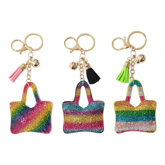 Rhinestone Purse Key Ring Bag Charm
