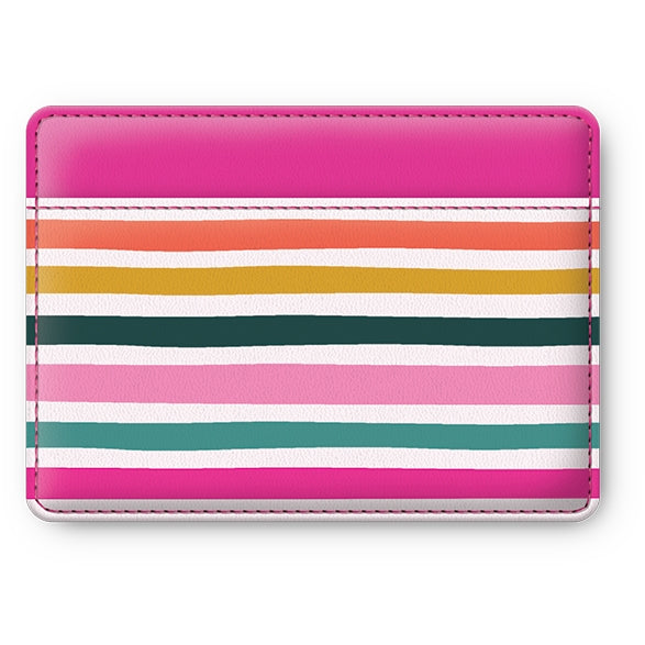 'Sketched Stripes' Graphic Vegan Leather Card Wallet