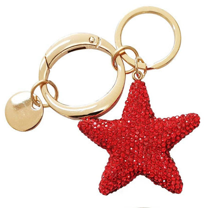 Rhinestone Star Key Ring Bag Charm