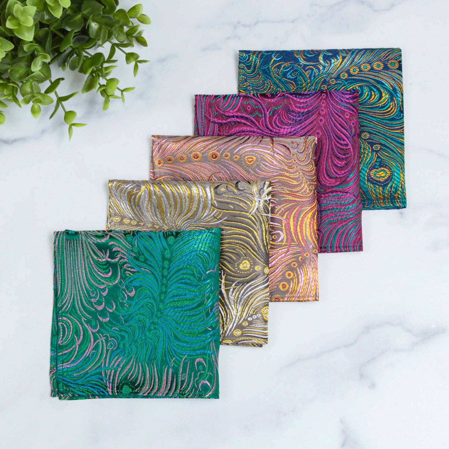 Brocade Pocket Square | Peacock Pattern
