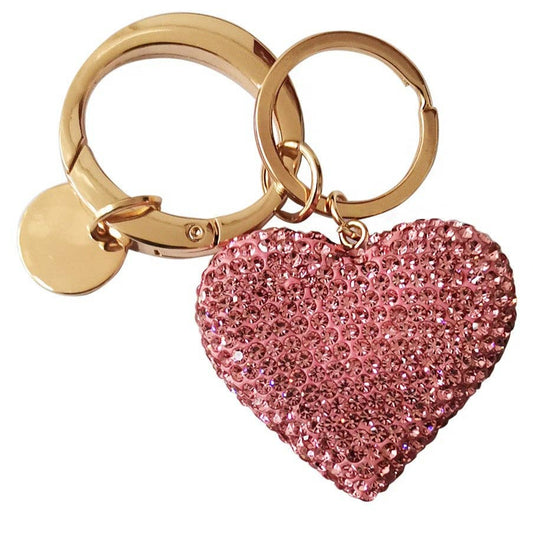Rhinestone Heart Key Ring Bag Charm