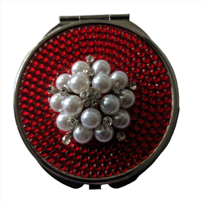 handmade compact makeup  mirror | Pearl Bouquet