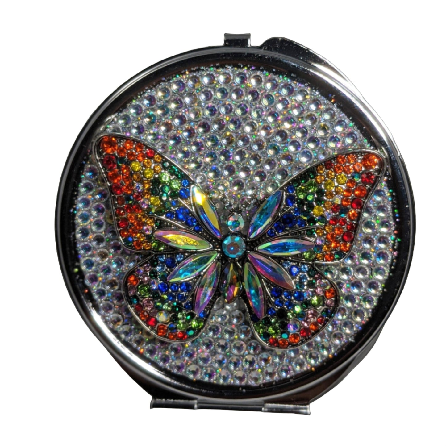 handmade compact makeup mirror | Rainbow Butterfly