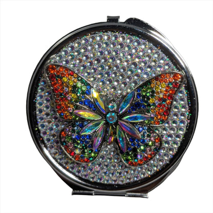handmade compact makeup mirror | Rainbow Butterfly