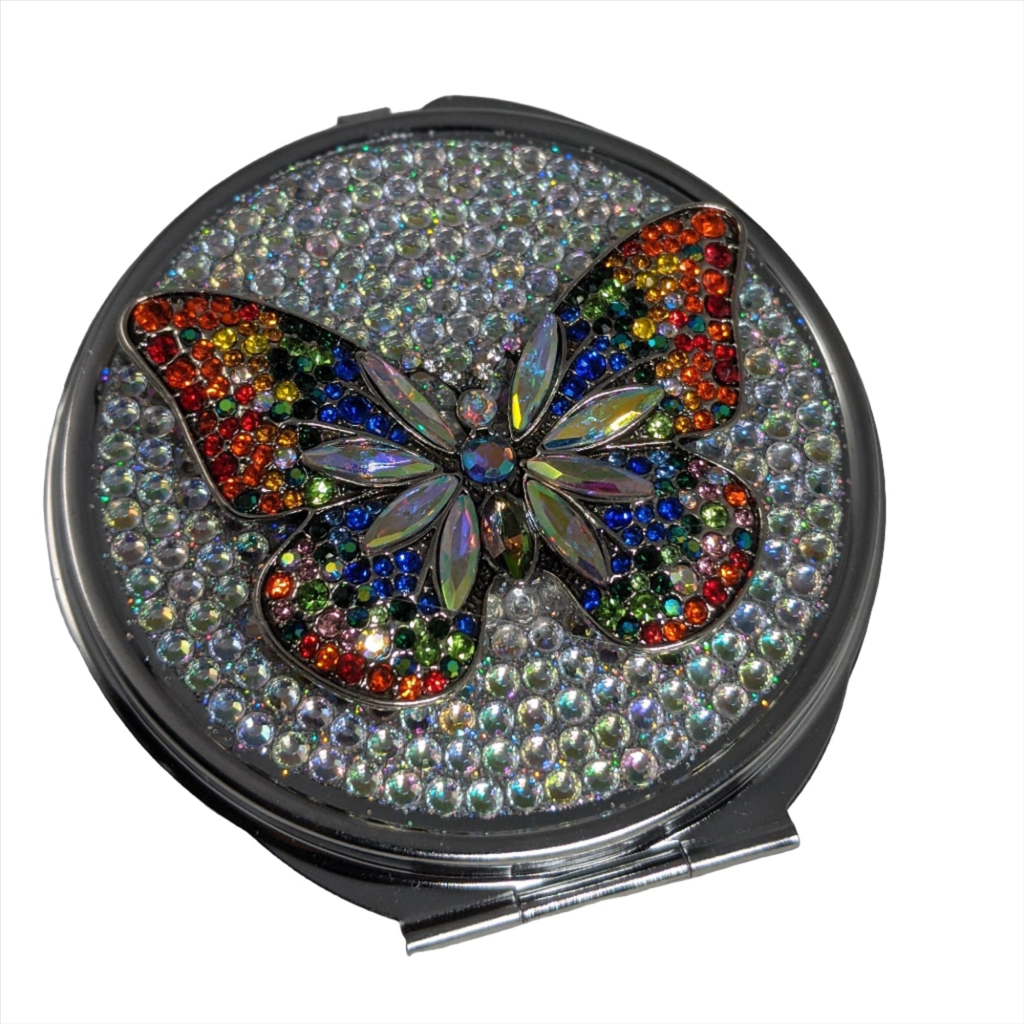 handmade compact makeup mirror | Rainbow Butterfly