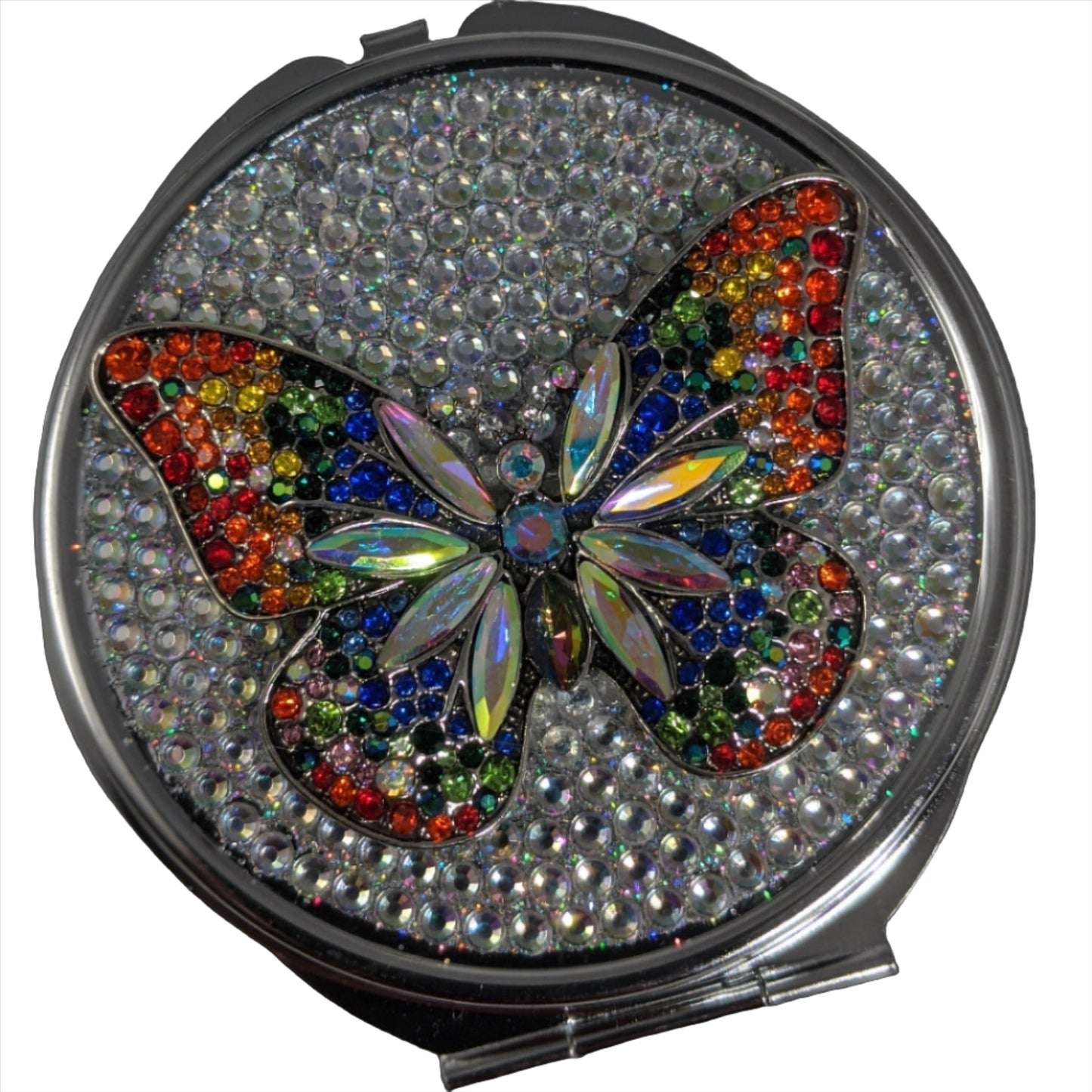 handmade compact makeup mirror | Rainbow Butterfly