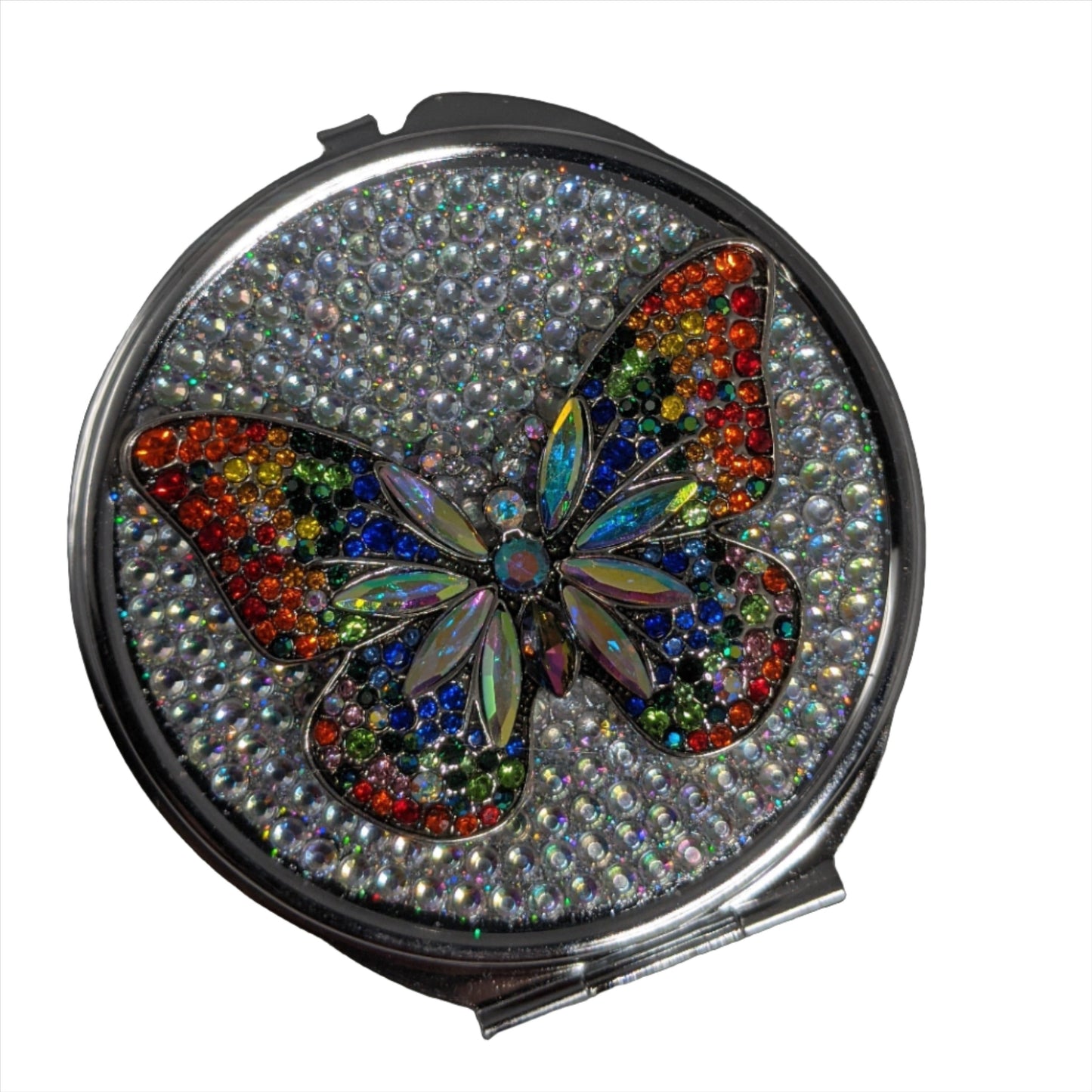 handmade compact makeup mirror | Rainbow Butterfly