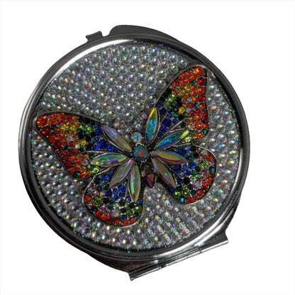handmade compact makeup mirror | Rainbow Butterfly