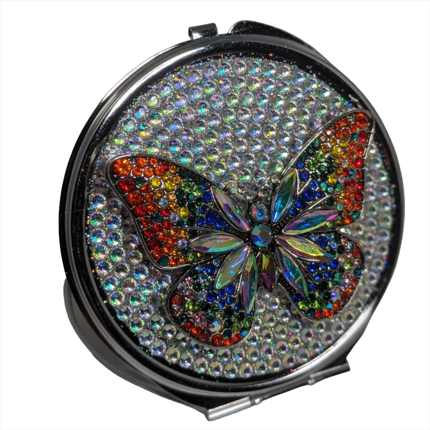 handmade compact makeup mirror | Rainbow Butterfly