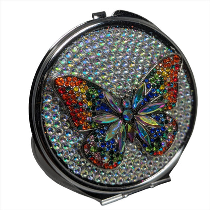 handmade compact makeup mirror | Rainbow Butterfly