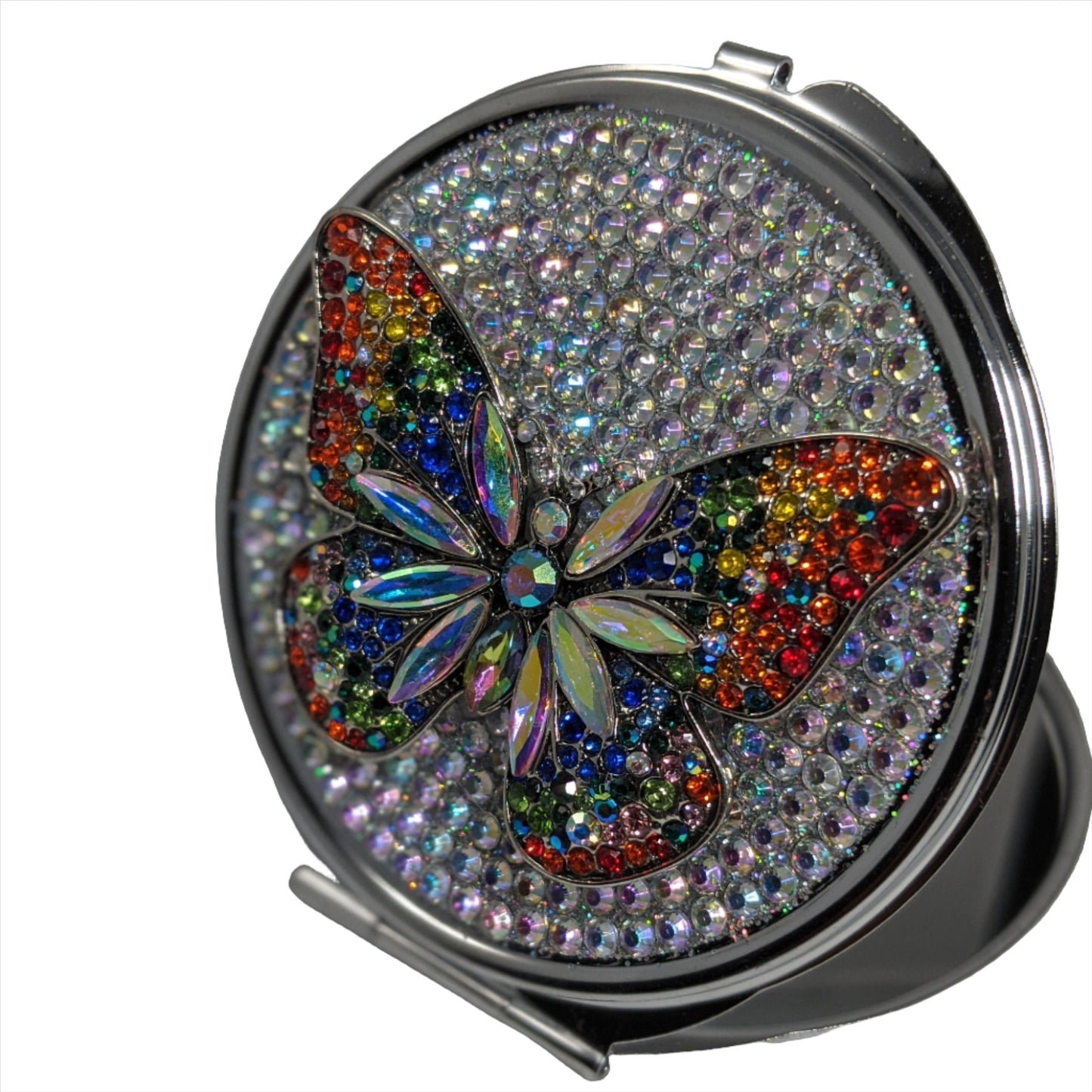 handmade compact makeup mirror | Rainbow Butterfly
