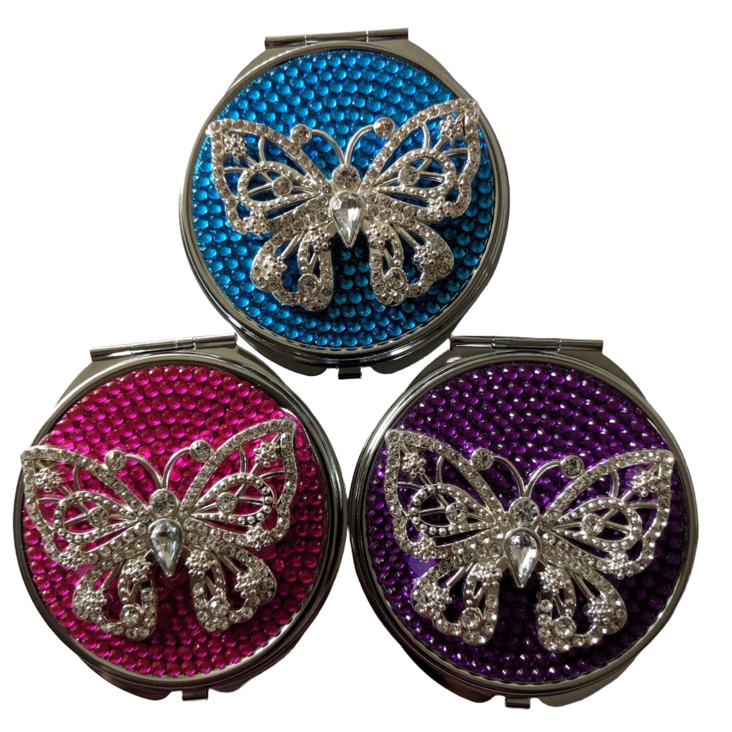 handmade compact makeup mirror | Rhinestone Butterfly