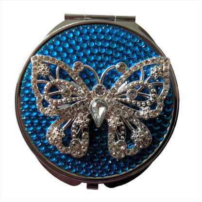 handmade compact makeup mirror | Rhinestone Butterfly