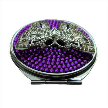 handmade compact makeup mirror | Rhinestone Butterfly