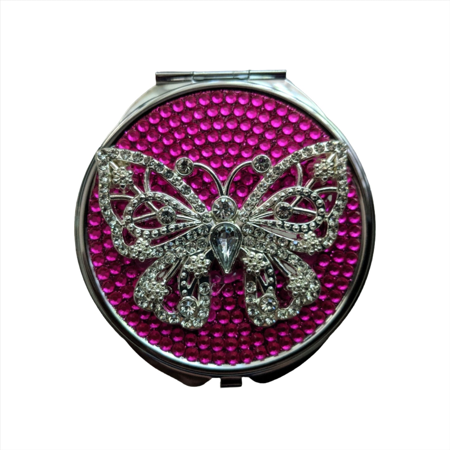 handmade compact makeup mirror | Rhinestone Butterfly