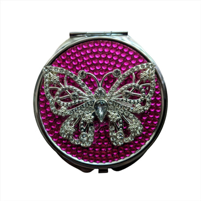 handmade compact makeup mirror | Rhinestone Butterfly