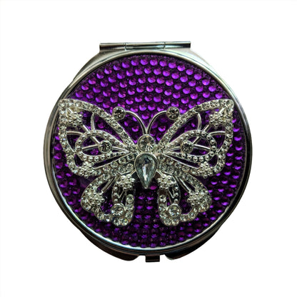 handmade compact makeup mirror | Rhinestone Butterfly